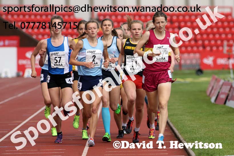 Inter girls 1500 metres, 2015 English Schools, Gateshead. Photo: David T. Hewitson/Sports for All Pics